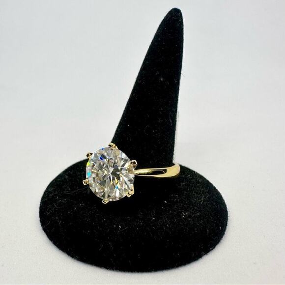 Moissanite Diamond, Yellow Gold 5 Ct Engagement Ring GRA Wedding Size 9 - Picture 7 of 10
